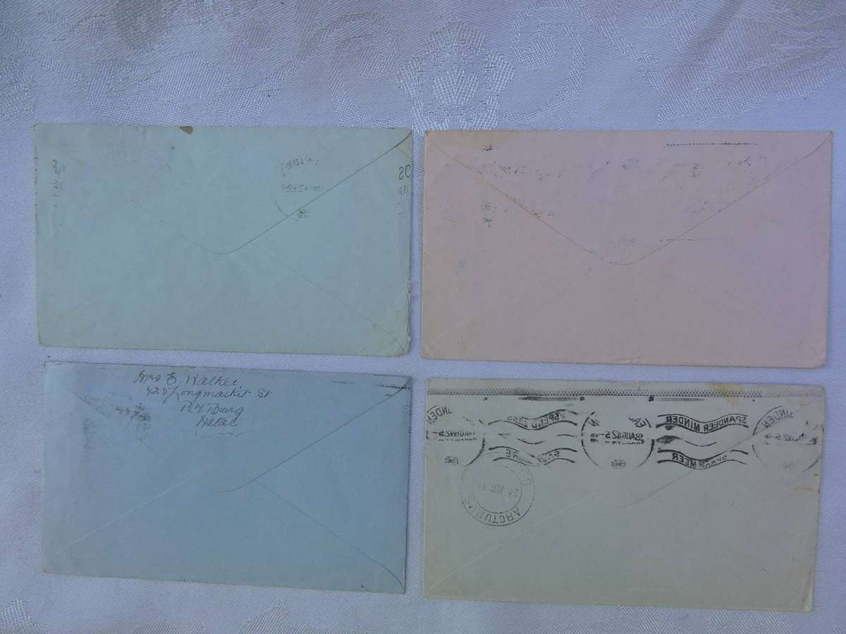 STAMPS Postal history 4 WW2 era envelopes SA to Southern Rhodesia