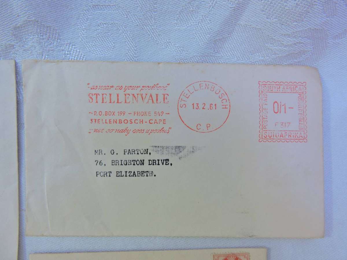 STAMPS Postal history SA franking stamp envelopes plus one other