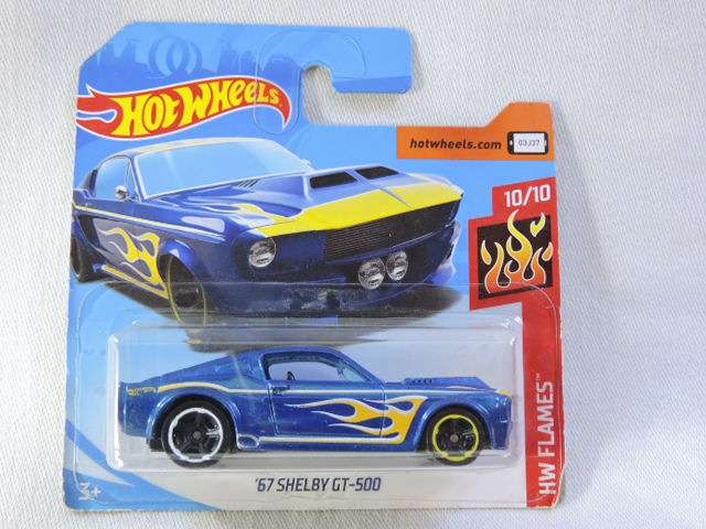 Hot Wheels FORD Mustang Shelby GT-500 ( Blue with yellow flames )