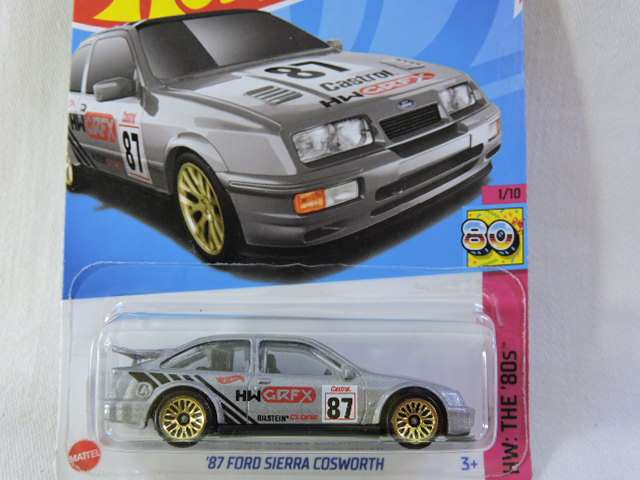 Hot Wheels FORD SIERRA COSWORTH ( Silver #87 ) Long Card