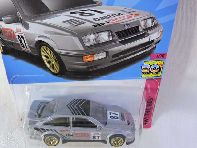 Hot Wheels FORD SIERRA COSWORTH ( Silver #87 ) Long Card