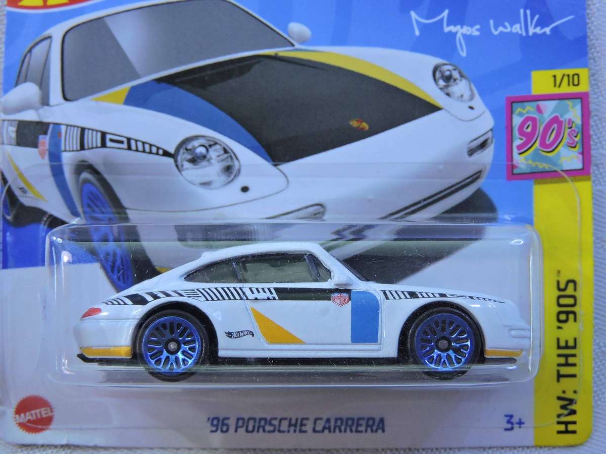 Hot Wheels PORSCHE Carrera ( White Blue rims )  HW: The '90's