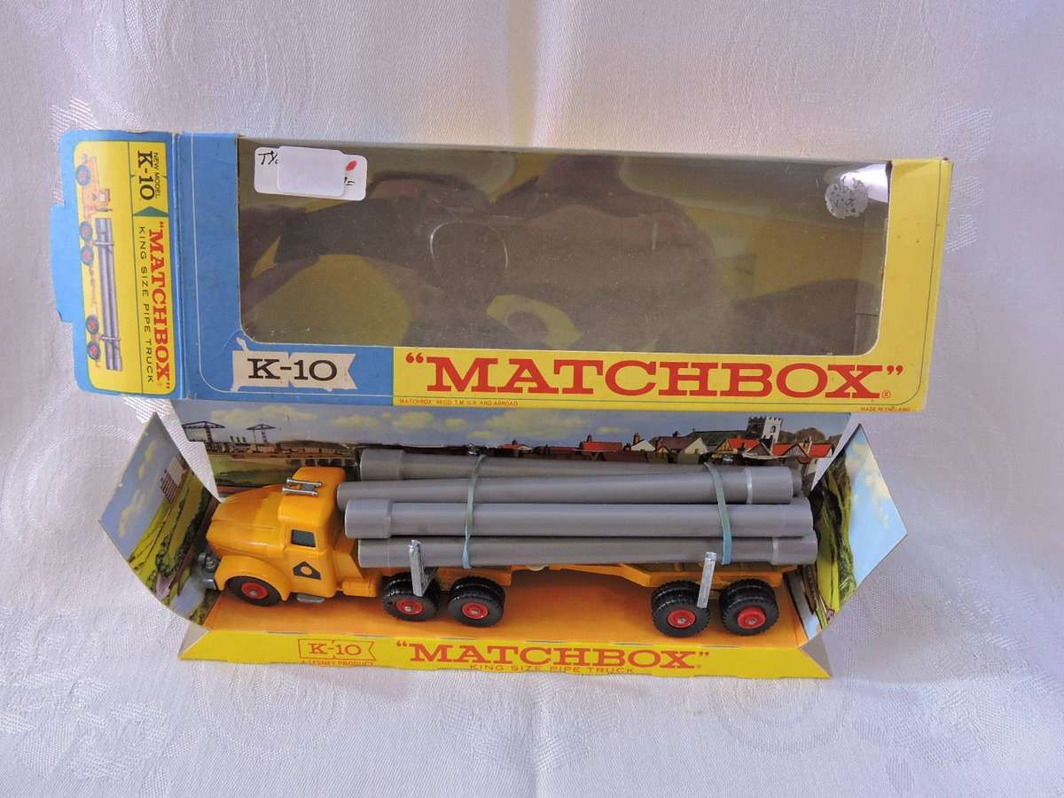 Matchbox K-10 King Size Pipe Truck MIB ( Yellow & Grey ) Mint in Box
