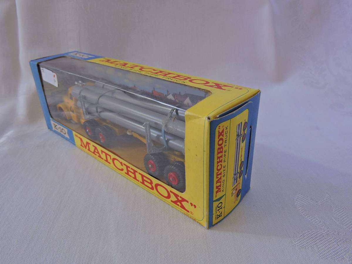 Matchbox K-10 King Size Pipe Truck MIB ( Yellow & Grey ) Mint in Box