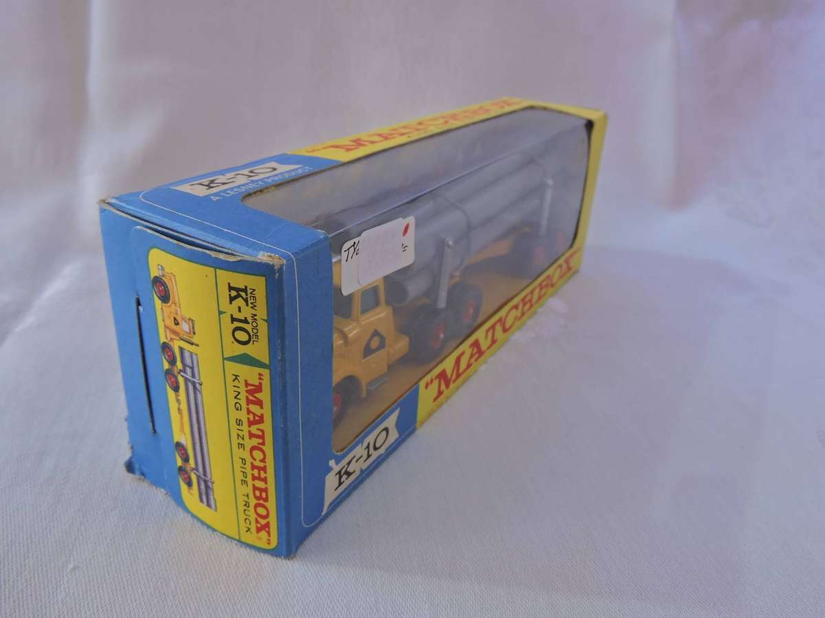 Matchbox K-10 King Size Pipe Truck MIB ( Yellow & Grey ) Mint in Box