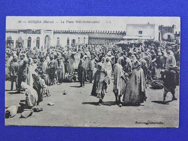 POST CARD Oudjda Morocco with beautiful postage stamps dated 1927