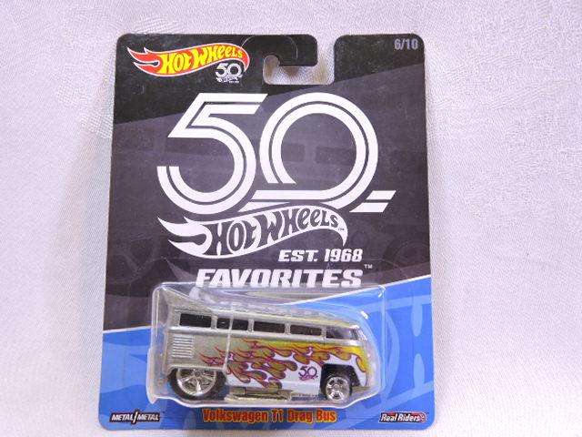 Hot wheels VOLKSWAGEN VW T1 Drag Bus Kombi ( Green/Silver with flames ) 50th Anniversary