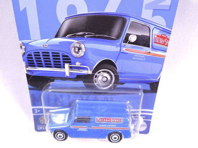 Matchbox AUSTIN MINI VAN 1965 ( Blue  Motor Spares ) Long Card  Like Hot Wheels