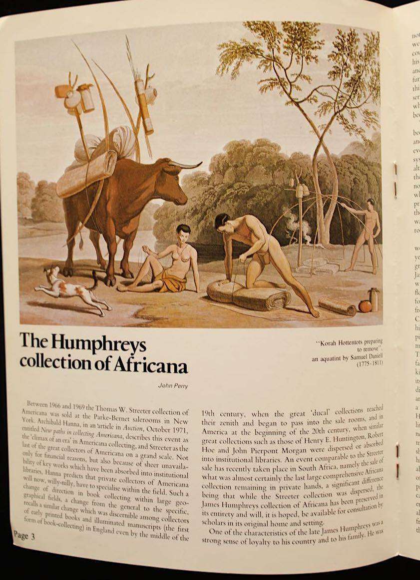 THE HUMPHREYS LIBRARY AND COLLECTION OF AFRICANA