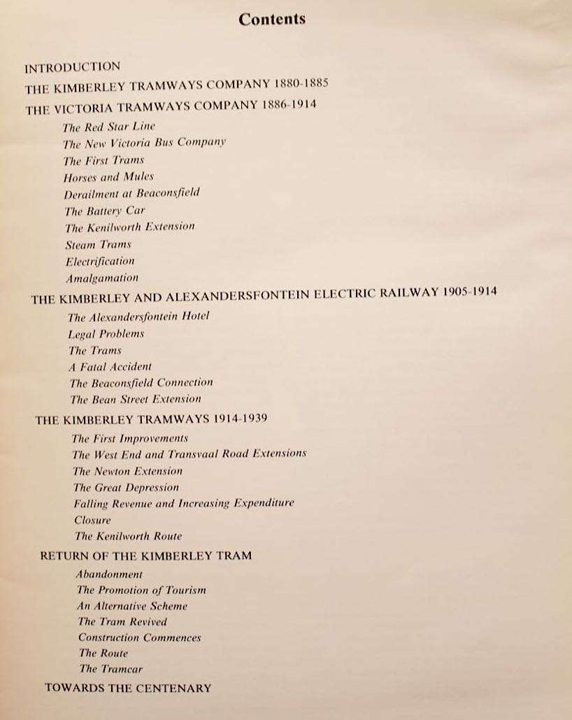 KIMBERLEY TRAMWAYS - A HISTORY OF KIMBERLEY'S TRAMWAYS 1887-1985 BY RICHARD SABATINI