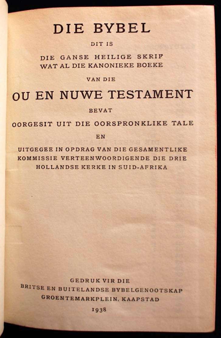 DIE BYBEL (1938) - VOORTREKKER-EEUFEESBYBEL "Voortrekker Centenary Bible"
