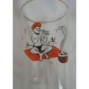 DEIGHTFUL SET OF 4 CORDIAL GLASSES WHICH TELL A STORY OF THE SNAKE CHARMER & HIS LADY