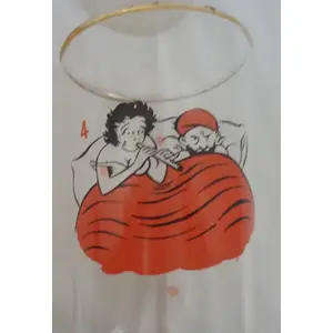 DEIGHTFUL SET OF 4 CORDIAL GLASSES WHICH TELL A STORY OF THE SNAKE CHARMER & HIS LADY