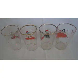 DEIGHTFUL SET OF 4 CORDIAL GLASSES WHICH TELL A STORY OF THE SNAKE CHARMER & HIS LADY