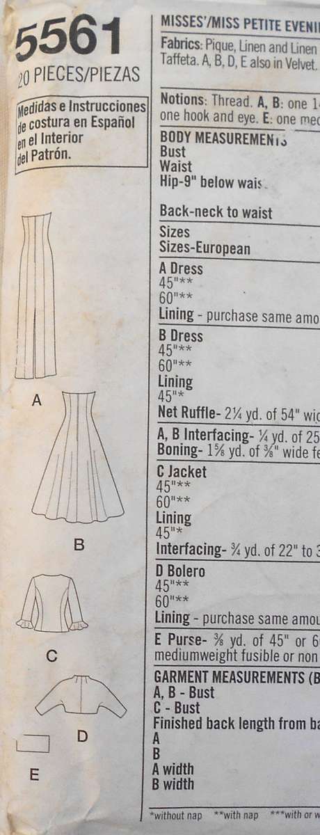 SIMPLICITY 5561 STUNNING EVENING GOWN & JACKET SIZE 4-6-8-10 COMPLETE-CUT TO 10