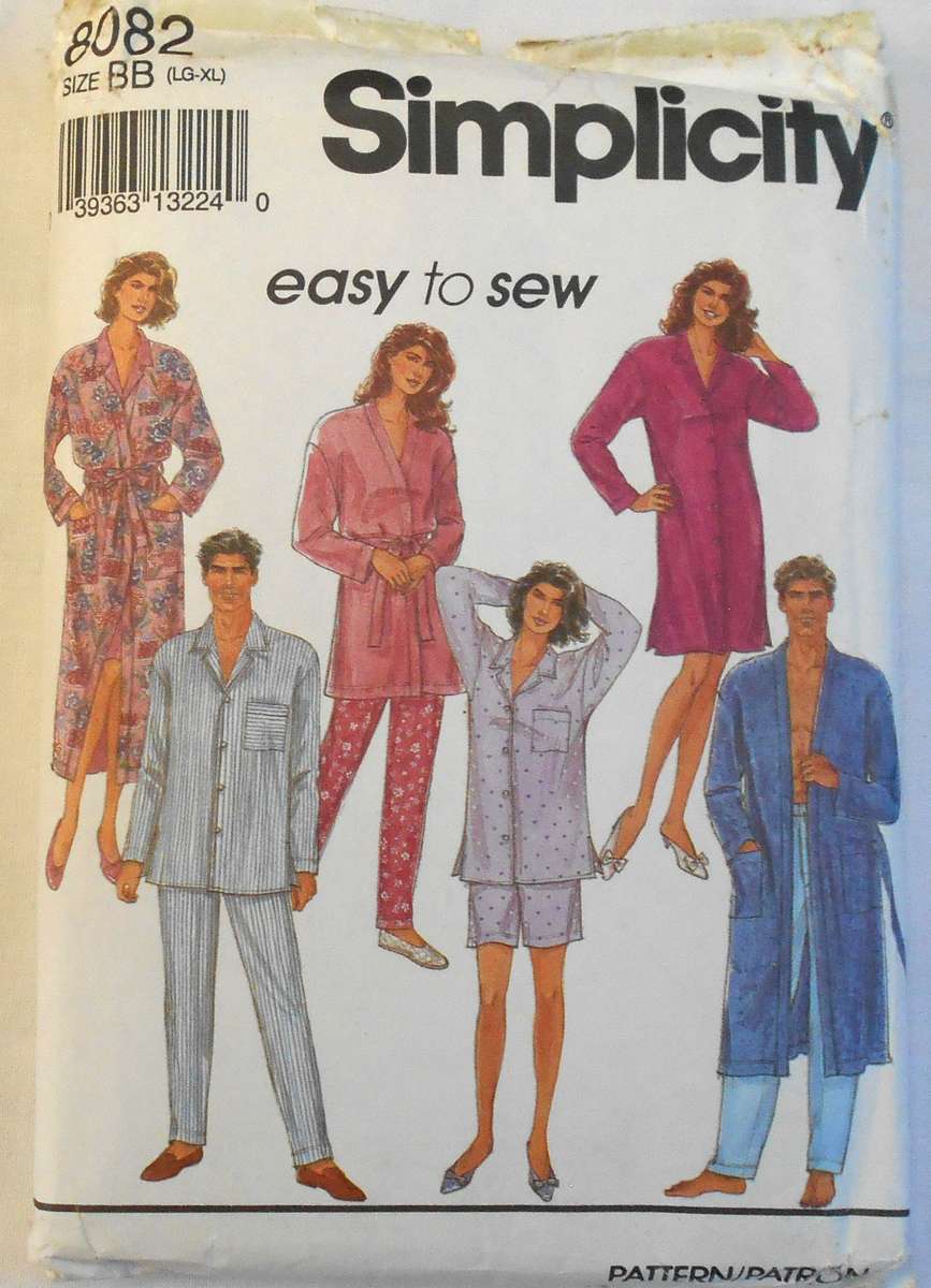 SIMPLICITY 8082 UNISEX PJS & ROBE SIZE LG-XL (42-48) COMPLETE-PART CUT ONLY ROBE
