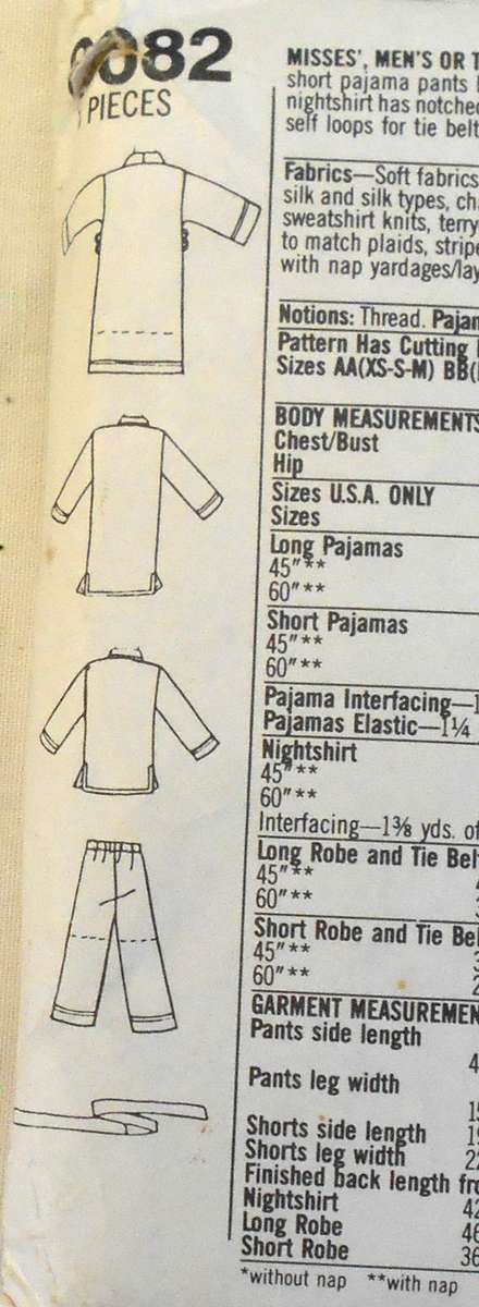 SIMPLICITY 8082 UNISEX PJS & ROBE SIZE LG-XL (42-48) COMPLETE-PART CUT ONLY ROBE