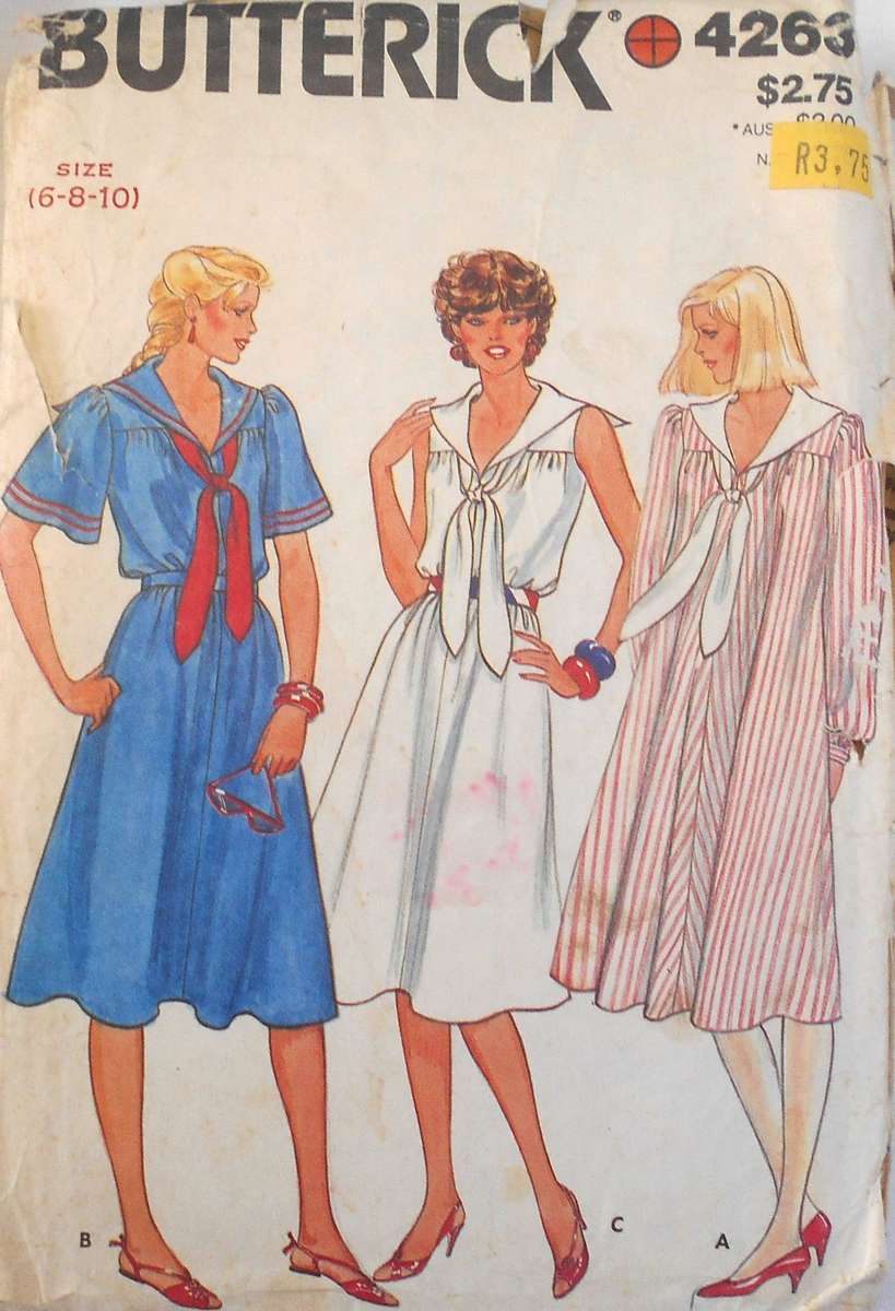 BUTTERICK 4263 DRESS & TIE SIZE 6-8-10 COMPLETE-CUT TO 10 ZIPLOC