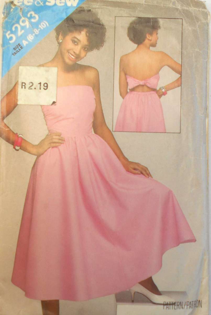 BUTTERICK 5293 DRESS WITH FITTED BODICE WITH TIE ENDS SIZE 6-8-10 COMPLETE-CUT TO 10