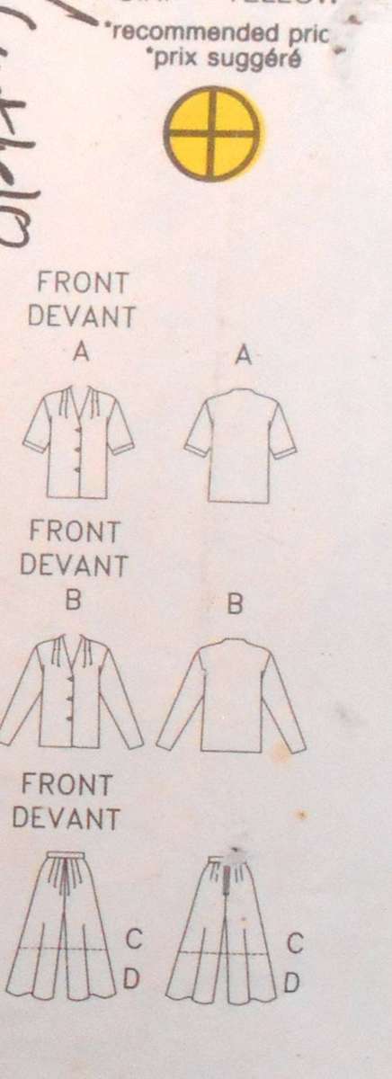 BUTTERICK 5370 TOP & SPLIT SKIRT SIZE 6-8-10 COMPLETE-CUT TO 10