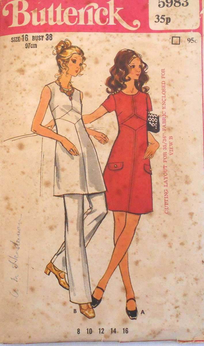 BUTTERICK 5983 ONE PIECE DRESS & PANTS SIZE 16 BUST 38 COMPLETE