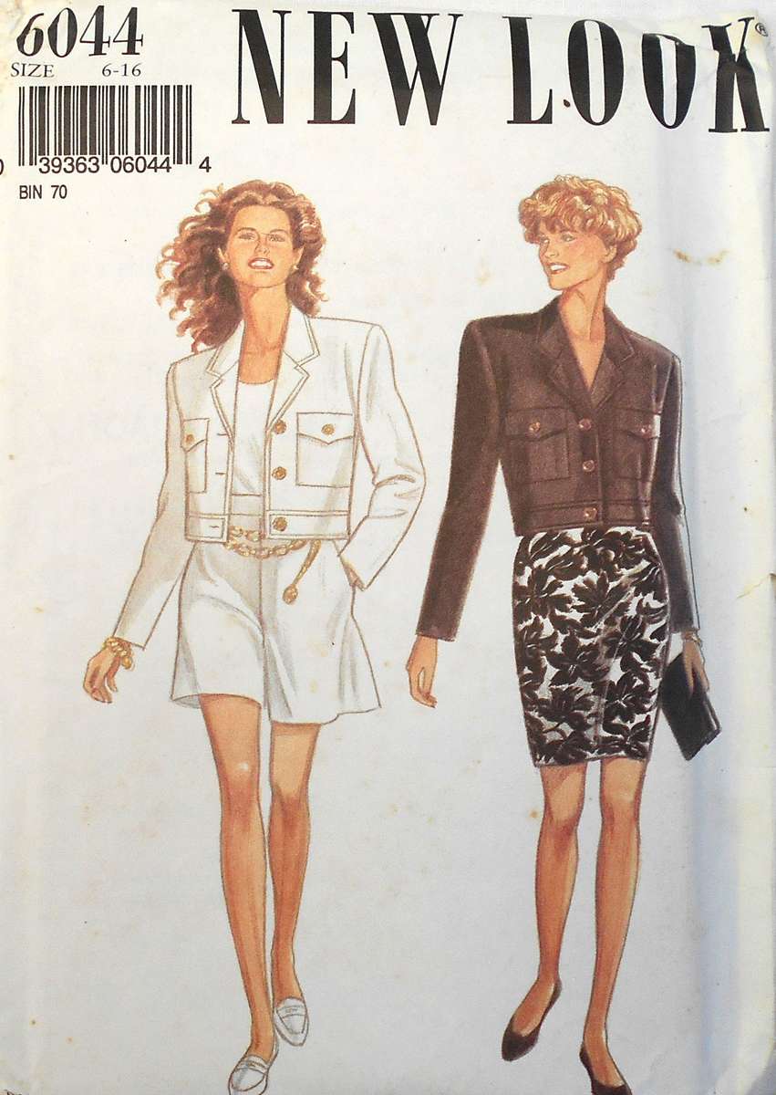 NEW LOOK PATTERNS 6044 SHORT JACKET-SKIRT-SHORTS SIZE 6 - 16 COMPLETE-UNCUT-F/FOLDED