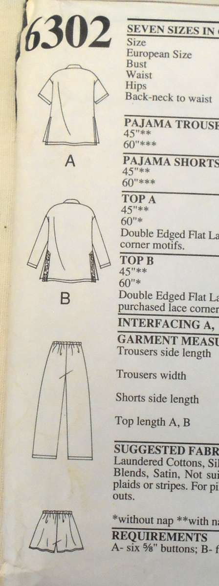 NEW LOOK PATTERNS 6302 OVERSIZE SHIRT-PANTS-SHORTS SIZE 14-26 COMPLETE-CUT TO 22