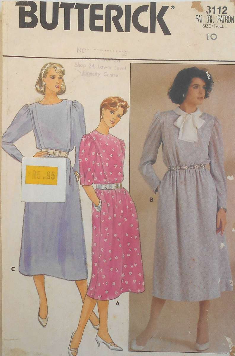 BUTTERICK 3112 PULLOVER DRESS SIZE 10 COMPLETE