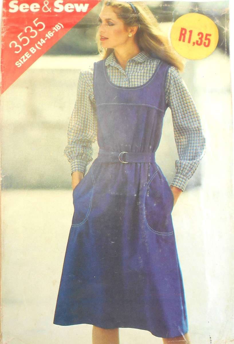 BUTTERICK 3535 PINAFORE SIZE 14-16-18 COMPLETE-UNCUT-F/FOLDED