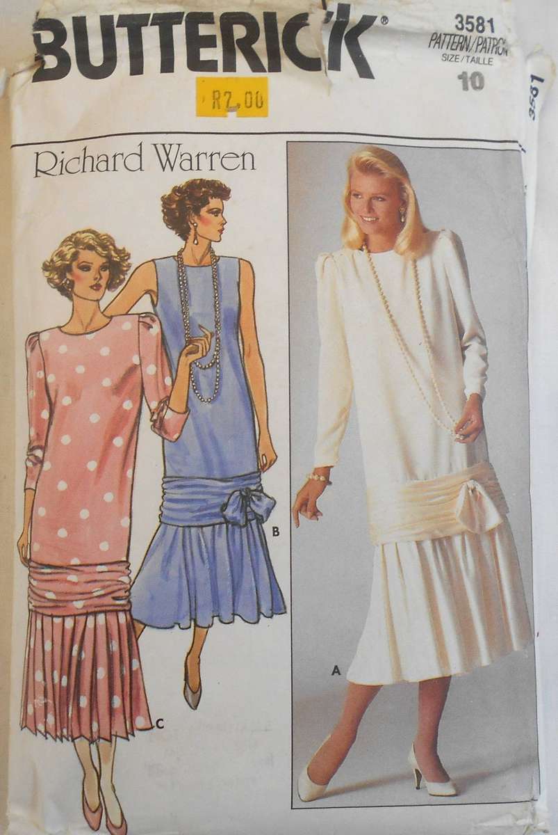 BUTTERICK 3581 LOOSE FITTING LINED DRESS SIZE 10 COMPLETE