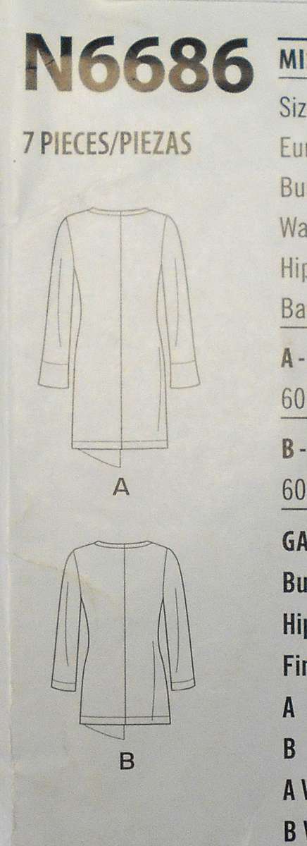 NEW LOOK PATTERNS N6686 TOP WITH FRONT WRAP SIZE 8-20 COMPLETE-CUT TO 10