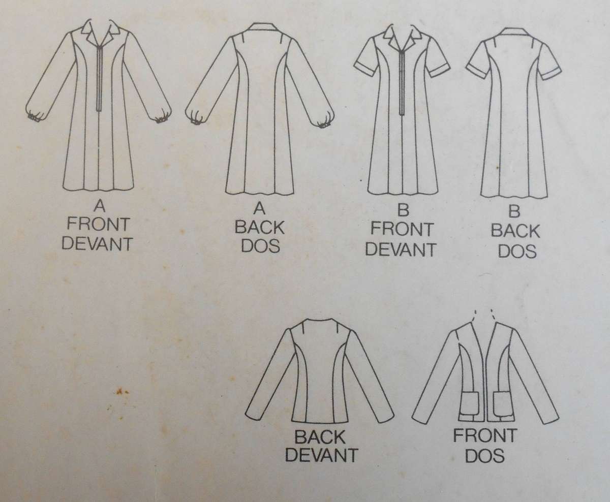 BUTTERICK 3629 HALF SIZE JACKET & DRESS SIZE 14 1/2 - 16 1/2 - 18 1/2 COMPLETE