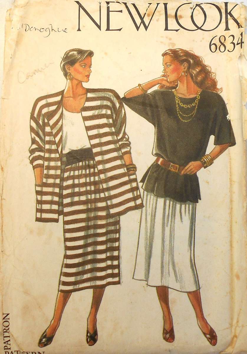NEW LOOK PATTERNS 6834 TANK TOP-TOP-CARDIGAN-SKIRTSIZE 8-18 COMPLETE-CUT TO 14