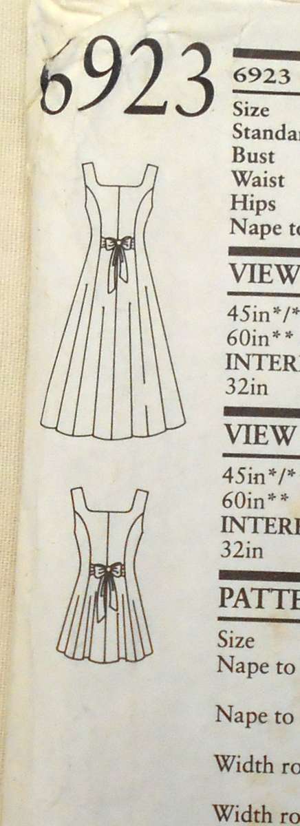 NEW LOOK PATTERNS 6923 PINAFORE WITH TIEBACK SIZE 6-16 COMPLETE-UNCUT-F/FOLDED
