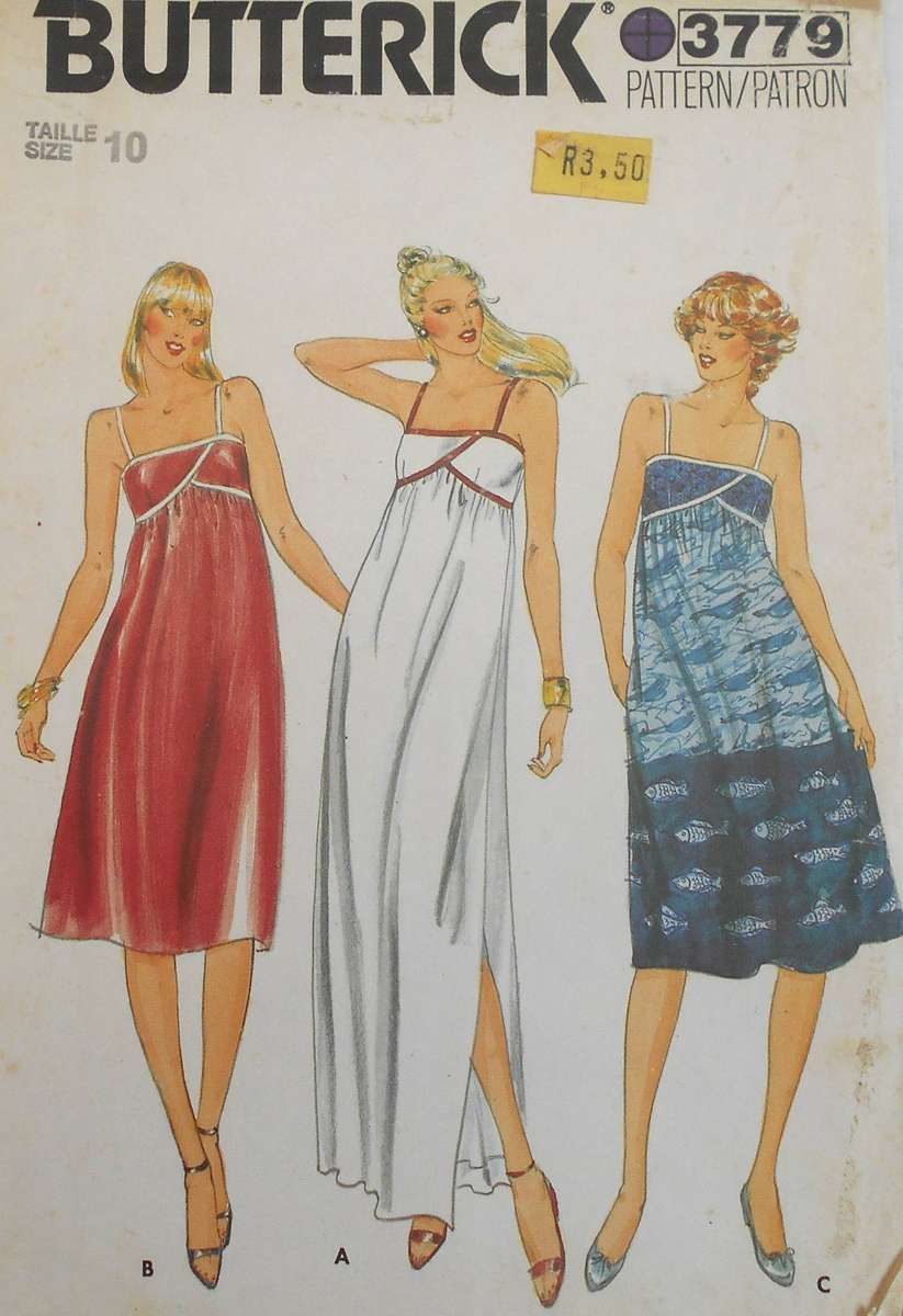 BUTTERICK 3779 FITTED DRESS SIZE 10 COMPLETE-UNCUT-F/FOLDED (1 PIECE CUT)