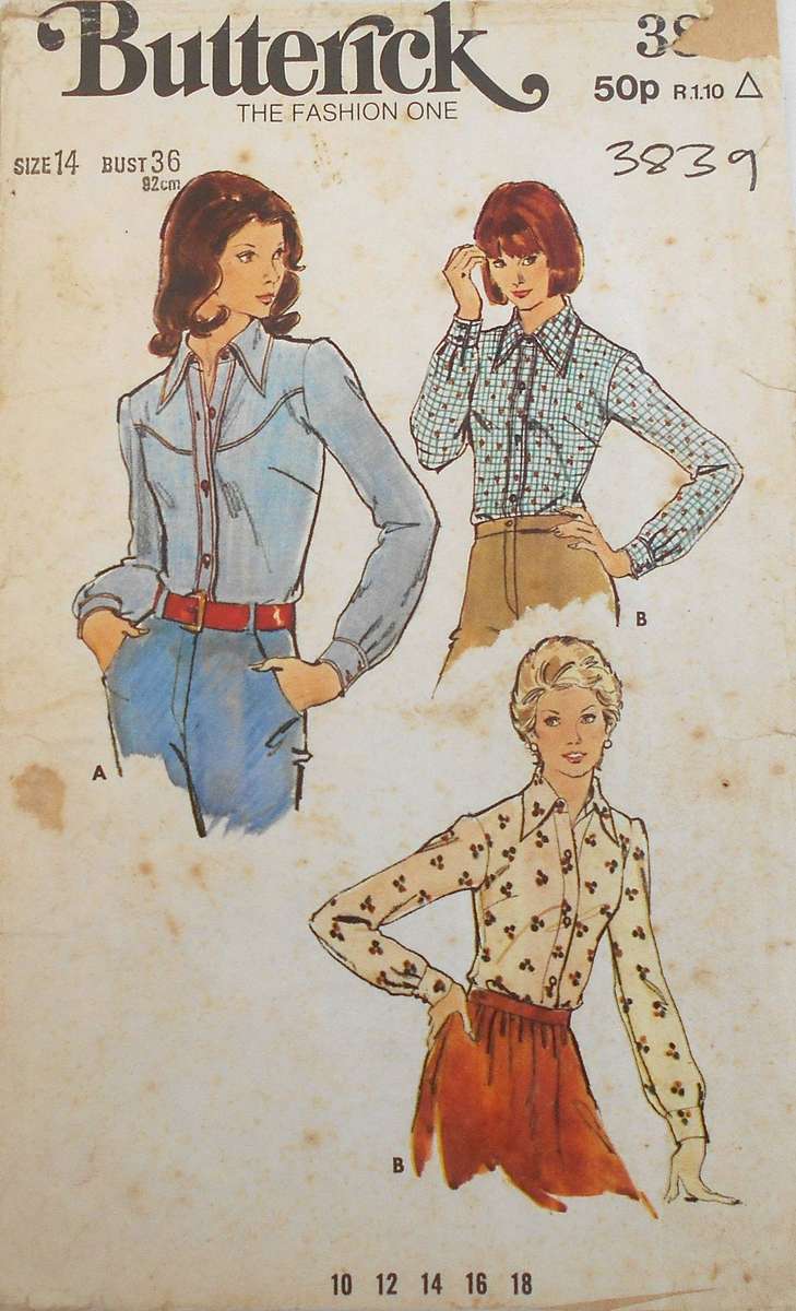 BUTTERICK 3839 SHIRT SIZE 14 BUST 36 COMPLETE