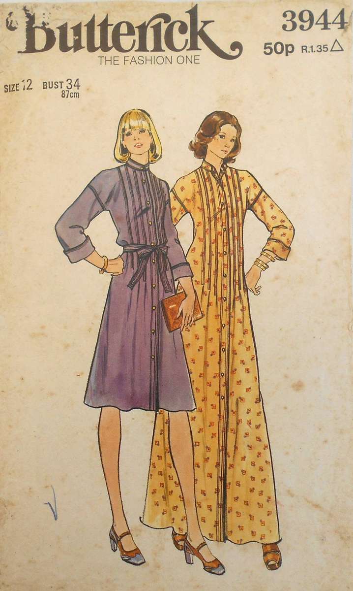 BUTTERICK 3944 LOOSE FITTING SLIGHTLY A LINE DRESS SIZE 12 BUST 34 COMPLETE