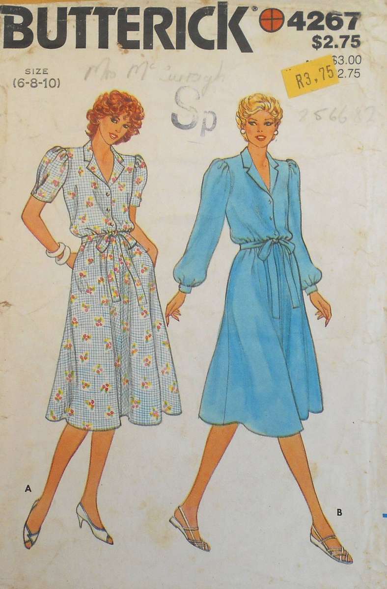 BUTTERICK 4267 DRESS & BELT SIZE 6-8-10 COMPLETE CUT TO 10