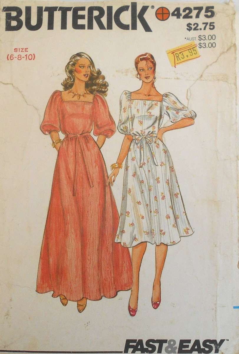 BUTTERICK 4275 DRESS & BELT SIZE 6-8-10 COMPLETE CUT TO 10