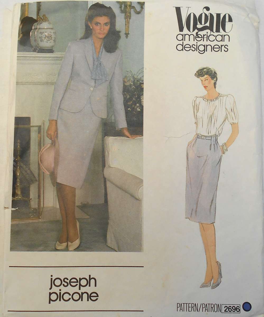 VOGUE AMERICAN DESIGNERS  2696 SKIRT-JACKET-BELT SIZE 14 COMPLETE UNCUT-F/FOLDED