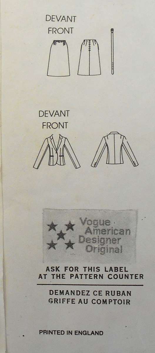 VOGUE AMERICAN DESIGNERS  2696 SKIRT-JACKET-BELT SIZE 14 COMPLETE UNCUT-F/FOLDED