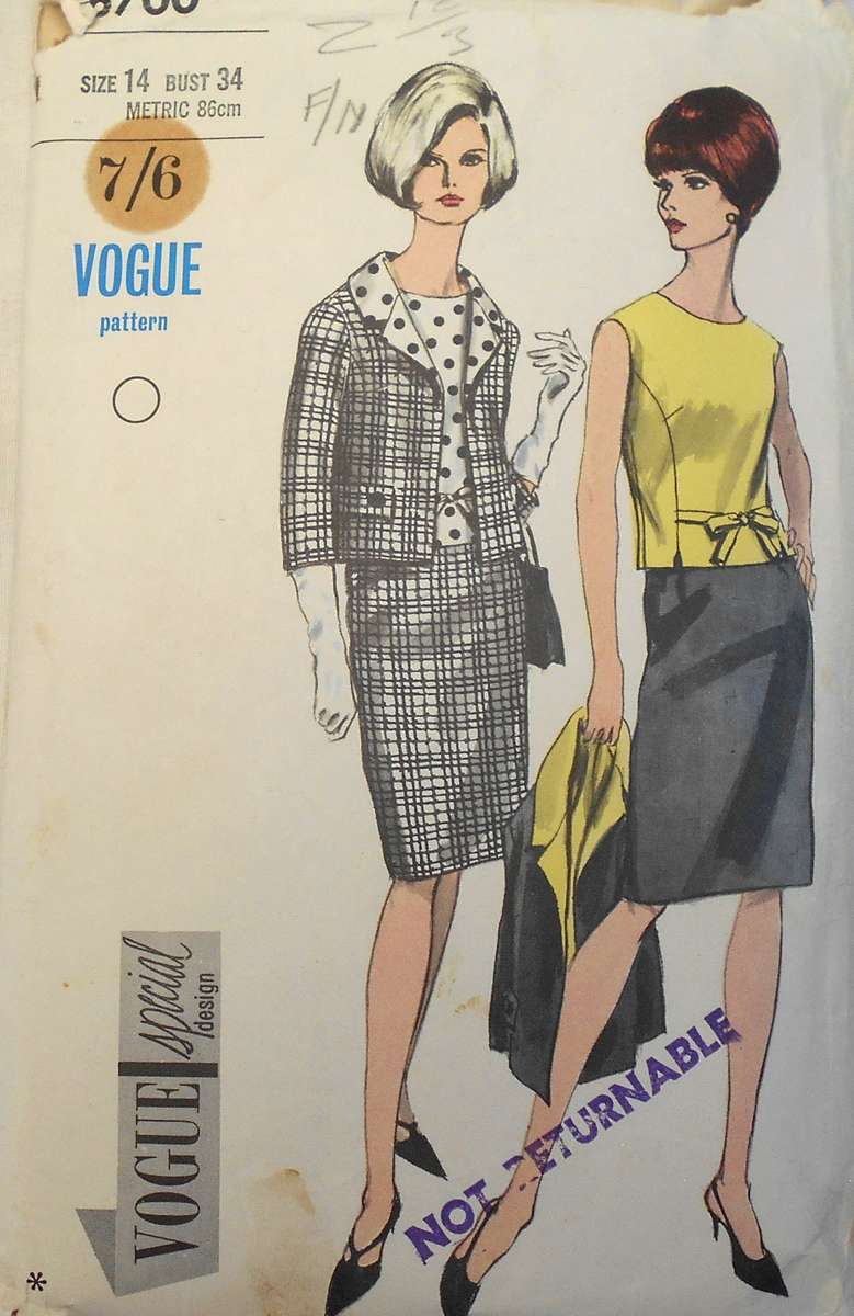 VINTAGE VOGUE 6700 SUIT & OVERBLOUSE SIZE 14 WAIST 34 COMPLETE