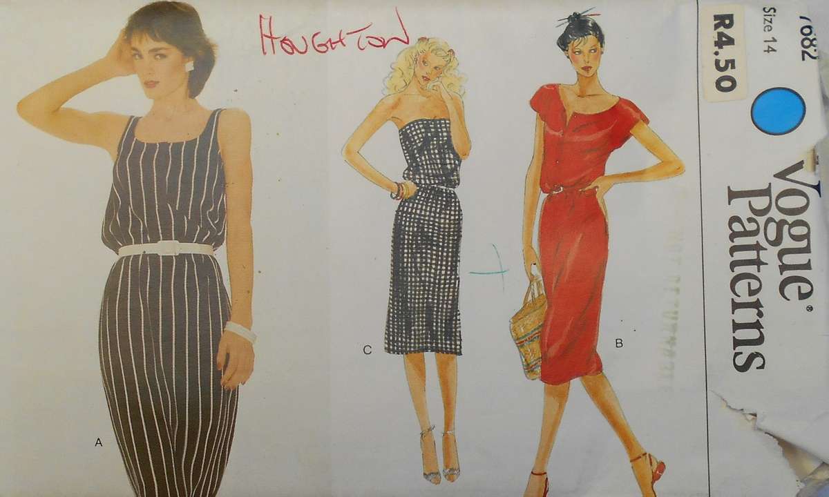 VOGUE 7682 DRESS WITH FRONT BUTTON BODICE SIZE 14 COMPLETE