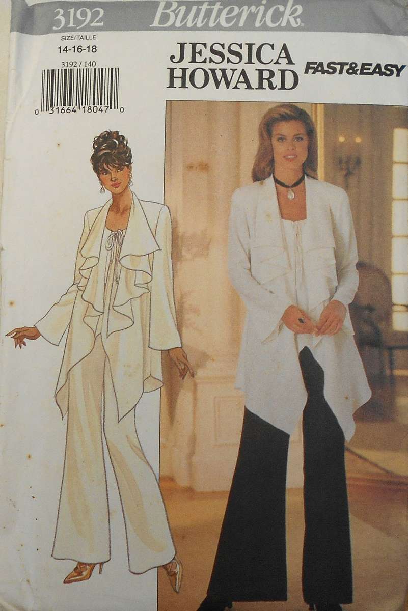 BUTTERICK 3192 VERY LOOSE-FITTING PULLOVER TOP & PANTS SIZE 14-16-18 COMPLETE-UNCUT-F/FOLDED