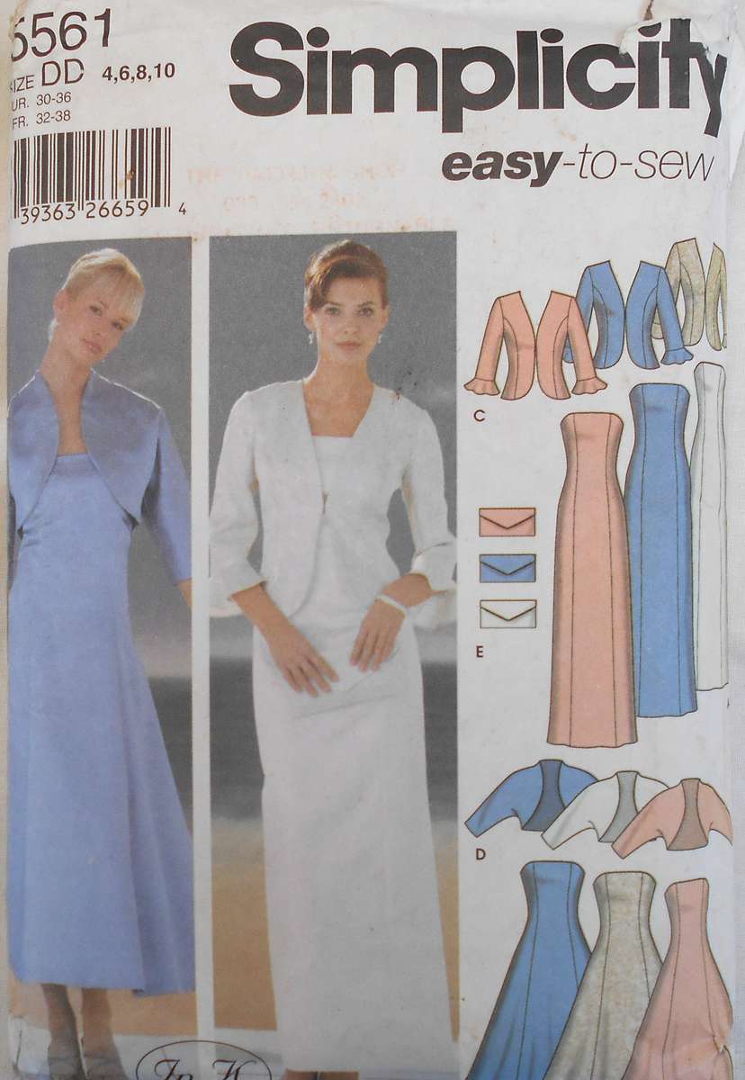 SIMPLICITY 5561 STUNNING EVENING GOWN & JACKET SIZE 4-6-8-10 COMPLETE-CUT TO 10