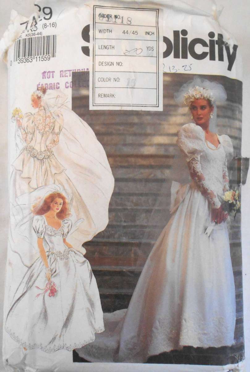 SIMPLICITY 7429 LINED BRIDAL DRESS SIZE 8-16 COMPLETE-PART CUT TO 16