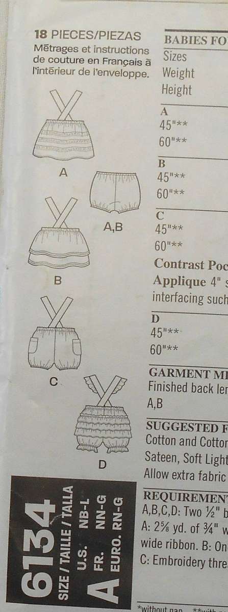 NEW LOOK PATTERNS 6134 BABY NEWBORN DRESS-ROMPER SIZE NB-S-M-L (7-24 LBS) COMPLETE-UNCUT-F/FOLDED