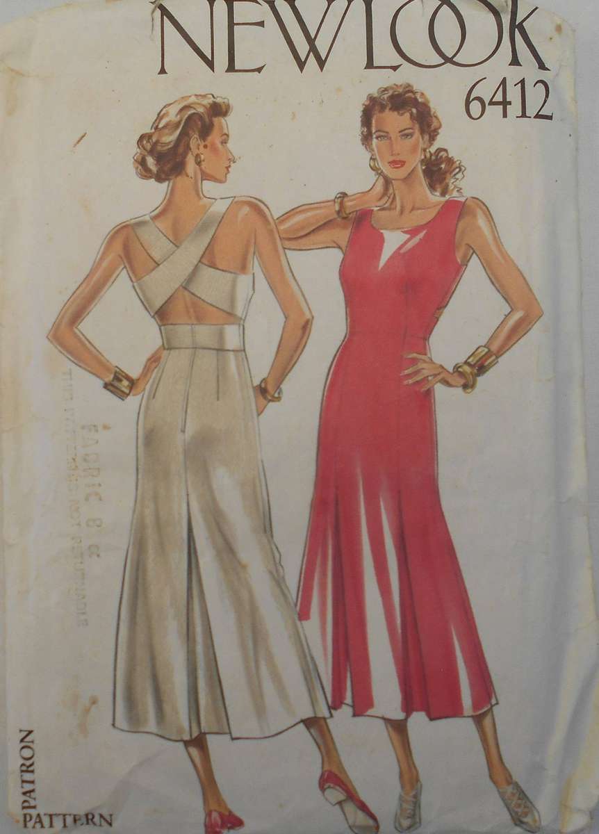 NEW LOOK PATTERNS 6412 SPECIAL OCCASION CROSSOVER STRAP DRESS SIZE 8-18 COMPLETE-CUT TO 10