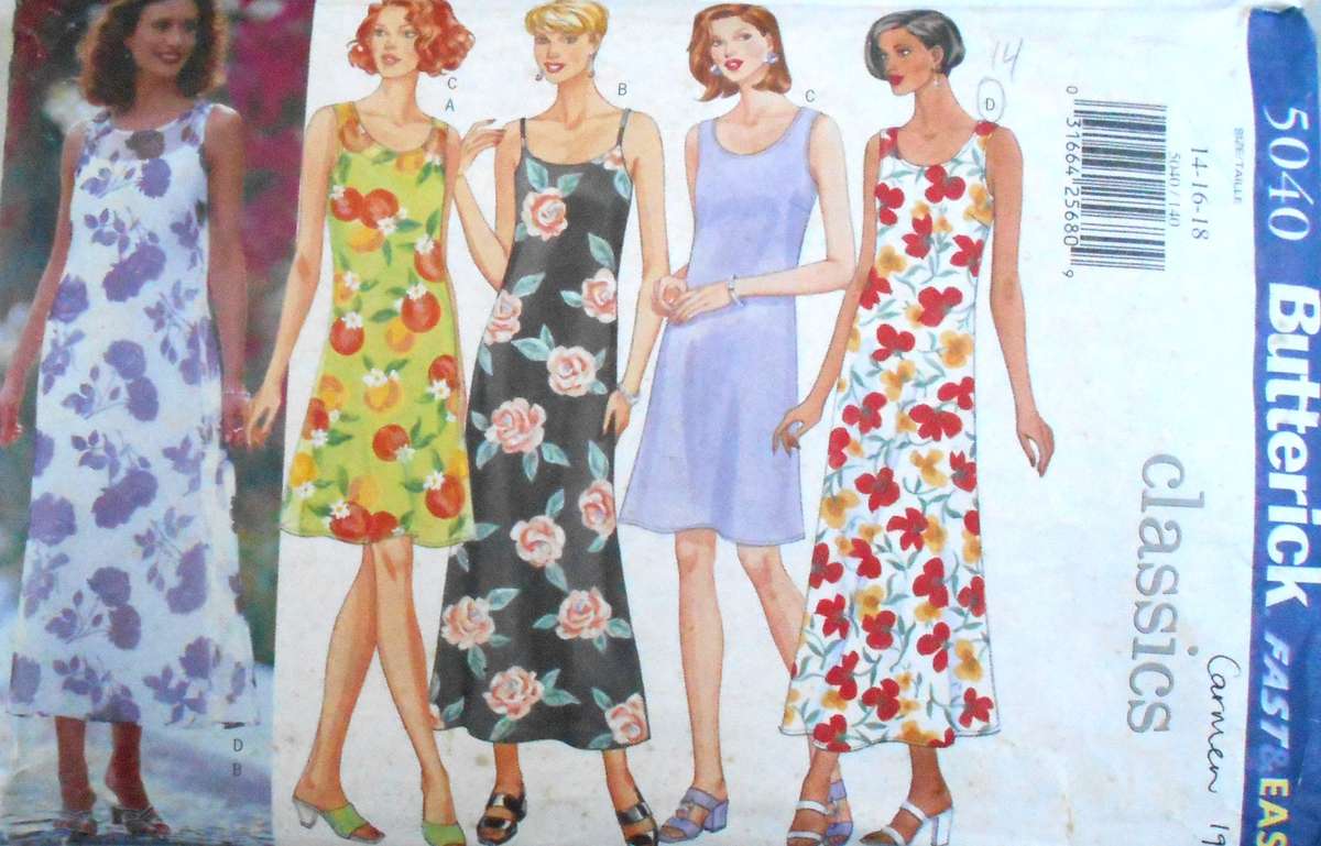BUTTERICK 5040 CLOSE FITTING DRESS SIZE 14-16-18 COMPLETE-CUT TO 16