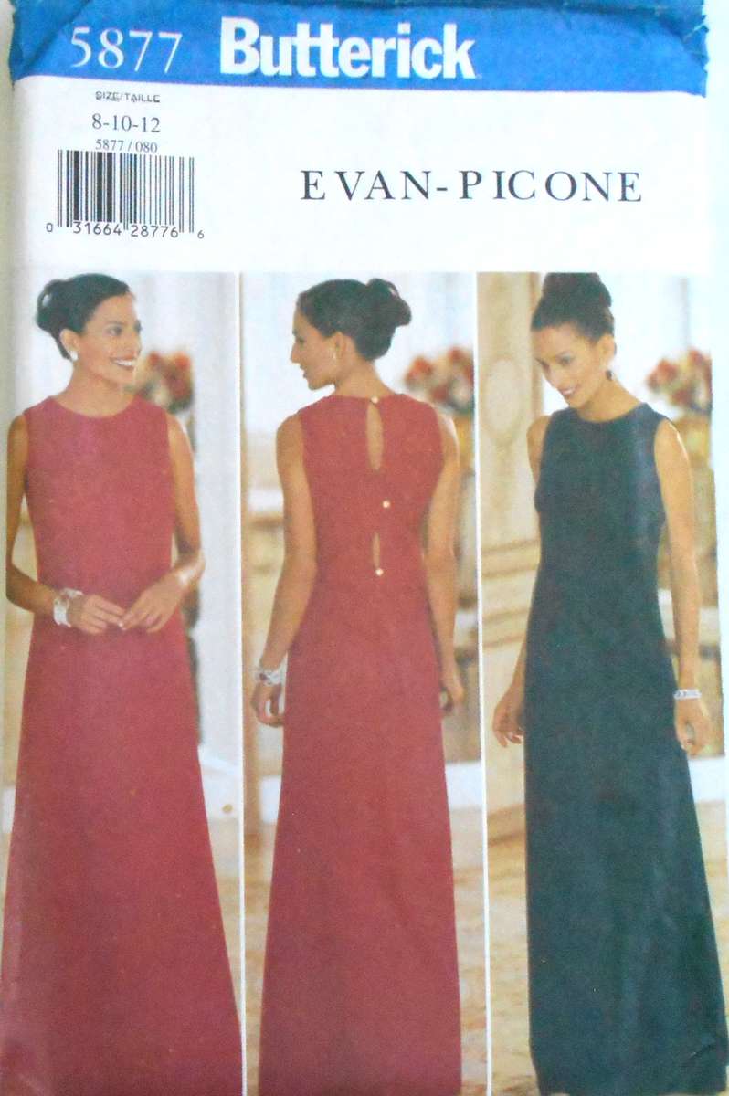 BUTTERICK 5877 A-LINE LINED DRESS SIZE 8-10-12 COMPLETE-CUT TO 12